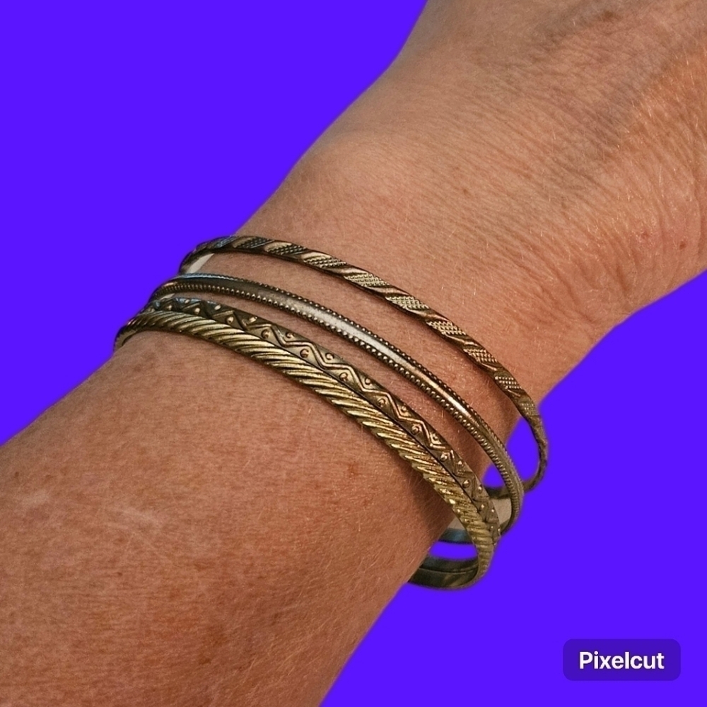 3/$30 Set of Four Textured Bangle Bracelets